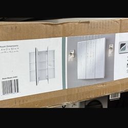 Glacier Bay 30.4 in. W x 30.2 in. H Rectangular Medicine Cabinet with Mirror in White with Adjustable Shelves