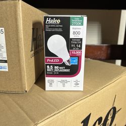 Set of 24. Halco Commercial Grade ProLED A19 LED light bulb. 9.5W. 800 lumens. Warm white, dimmable.