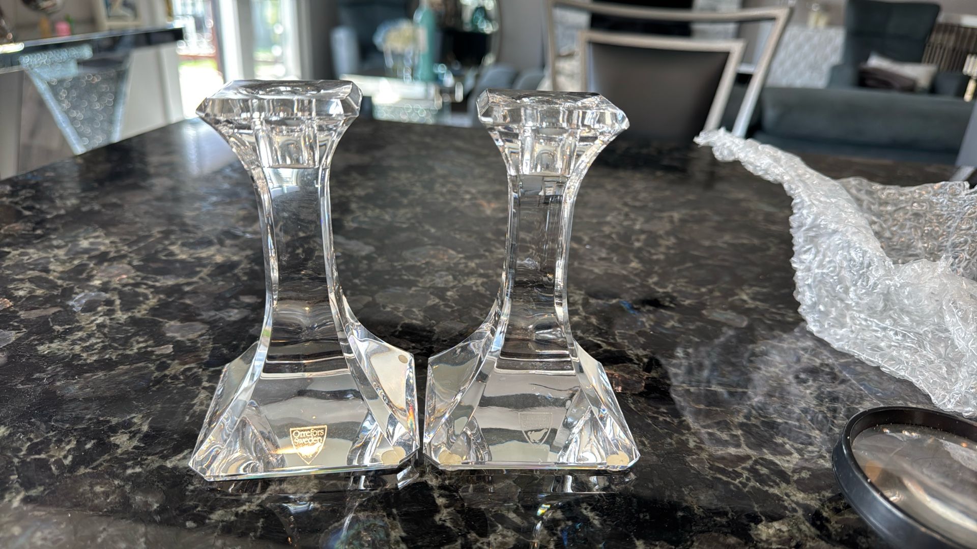 Orrefors Sweden For Crystal Candlesticks