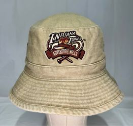 Vintage Disney Lucas Films Indiana Jones Adventure Wear Bucket Hat Tan One Size