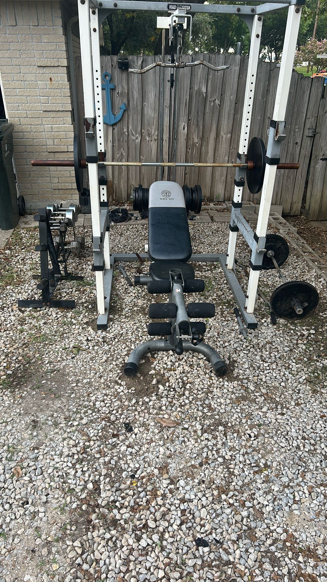 Home Gym, Bench, Plates, Dumbbells