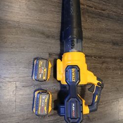 60v Dewalt Blower + 1 9ah Flex Volt And One 12ah Flex Volt 