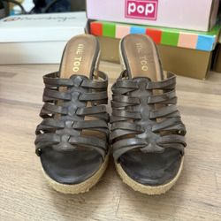 Leather Me Too Wedge Sandals Heel