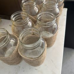 Lot Of 8 Glass Wide Mouth  Jar Clear Canning Jars, Dishwasher-Safe