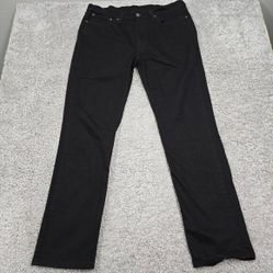 Levis 514 Jeans Men 36x34 (Fits 36x33) Black Straight Fit Mid Rise Denim Casual
