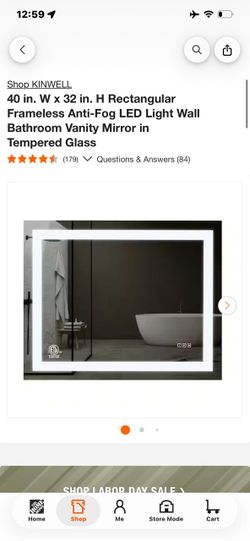 KINWELL 40x32 Frameless Anti-Fog LED Bathroom Mirror