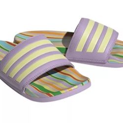 adidas Women's Adilette Comfort Slides Sandals Size 8 Purple 3 Stripe Shoes Rare
