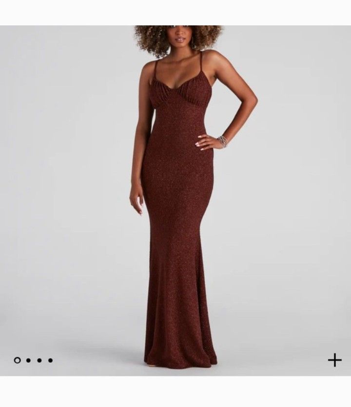 Windsor Camille Glitter Brown Mermaid Dress Sz. Small