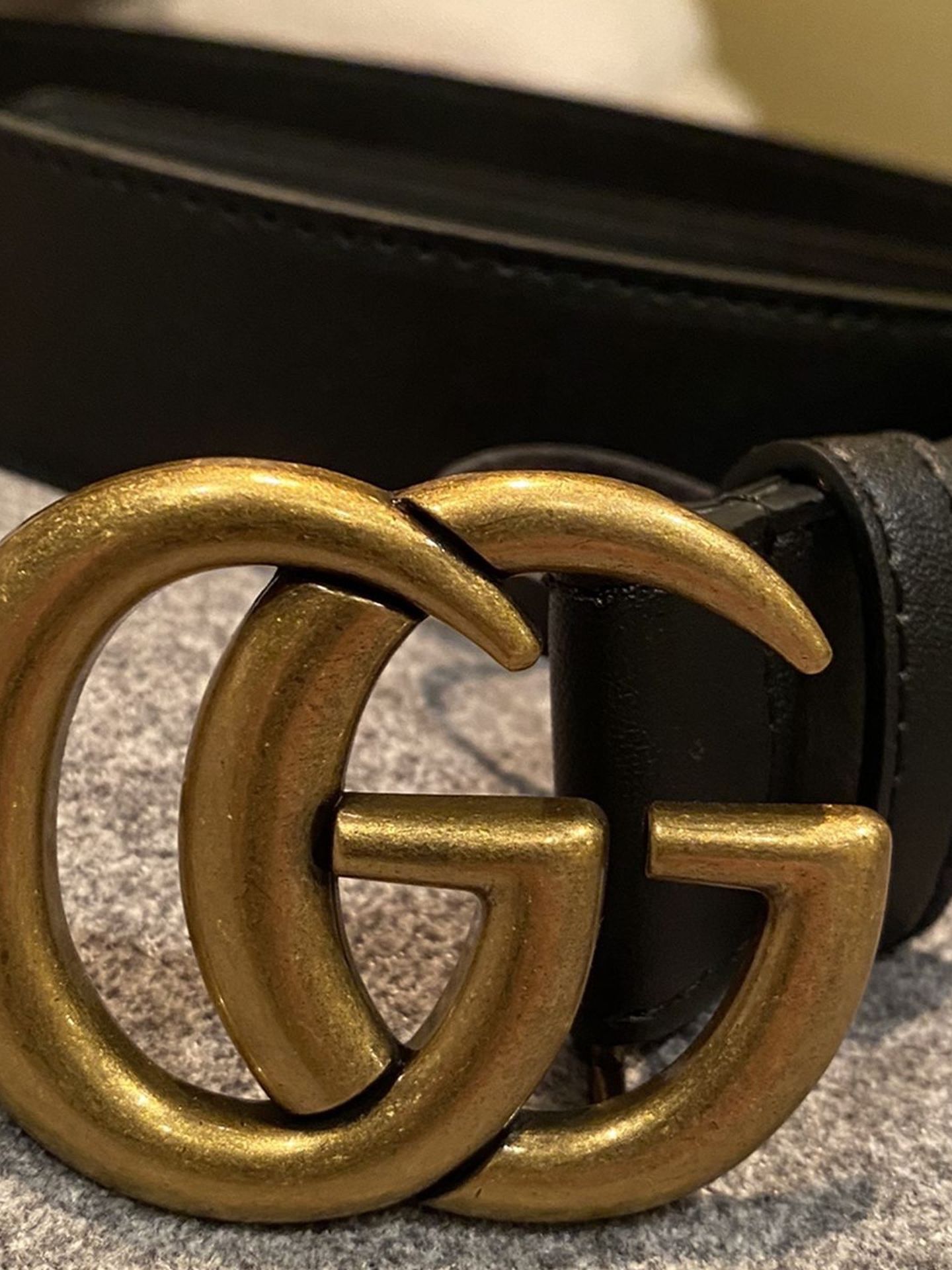 Gold Double G Bucckle With Black Leather Belt