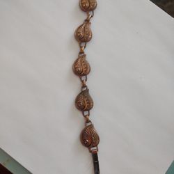 Vintage Copper Leaves Link Bracelet 