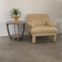 Leather Chair And Wooden Table 