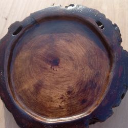 Set of 2) Handmade Rustic Pecan Coasters/Ashtray/Cigar Tray Home Decor Functional Artwork 