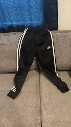 Adidas Black Track Pants with White Stripes