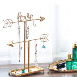Metal Jewelry Organizer Display Tree Rack with Ring Tray New Condition 