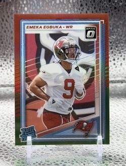 2025 Panini Donruss Rated Rookie Emeka Egbuka #375 Optic Preview Red & Green