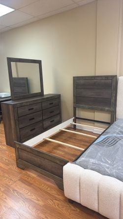 Twin bed frame and dresser