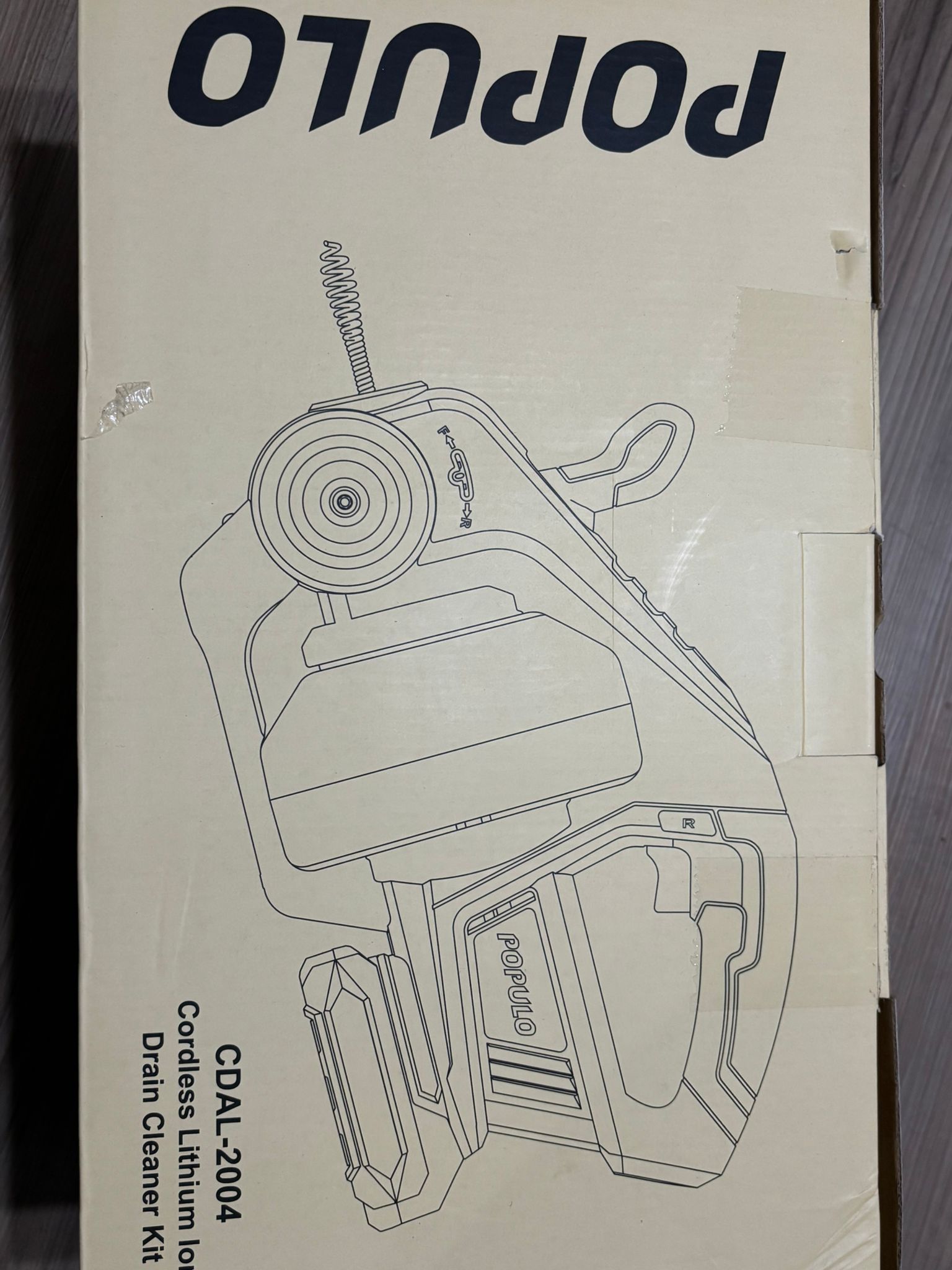 POPULO 20V Cordless Electric Drain Auger,25Ft Auto Feed Plumbing Snake Drain Tools,with 2.0Ah Battery and Charger,Power Drain Hair Removal Tool for Se