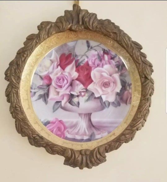 Antique Decorative Wall Plate With Bronze Frame