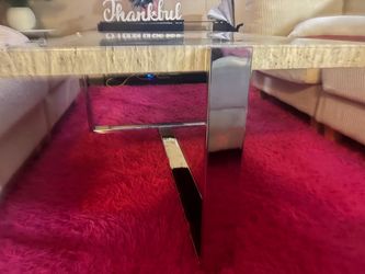 Marble Top Coffee Table with Chrome Base