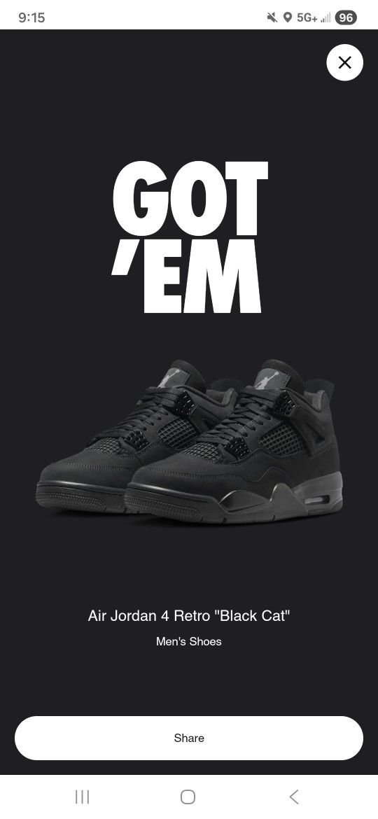 air jordan 4 black cat sz 13mens