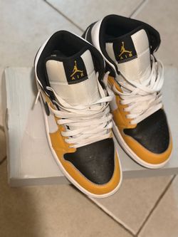 Air Jordan 1 Mid Yellow Black White Sneakers