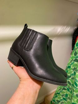Black Faux Leather Chelsea Ankle Boots
