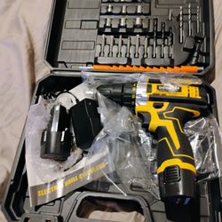 Cordless Drill With Attachments And 2 Batteries 
