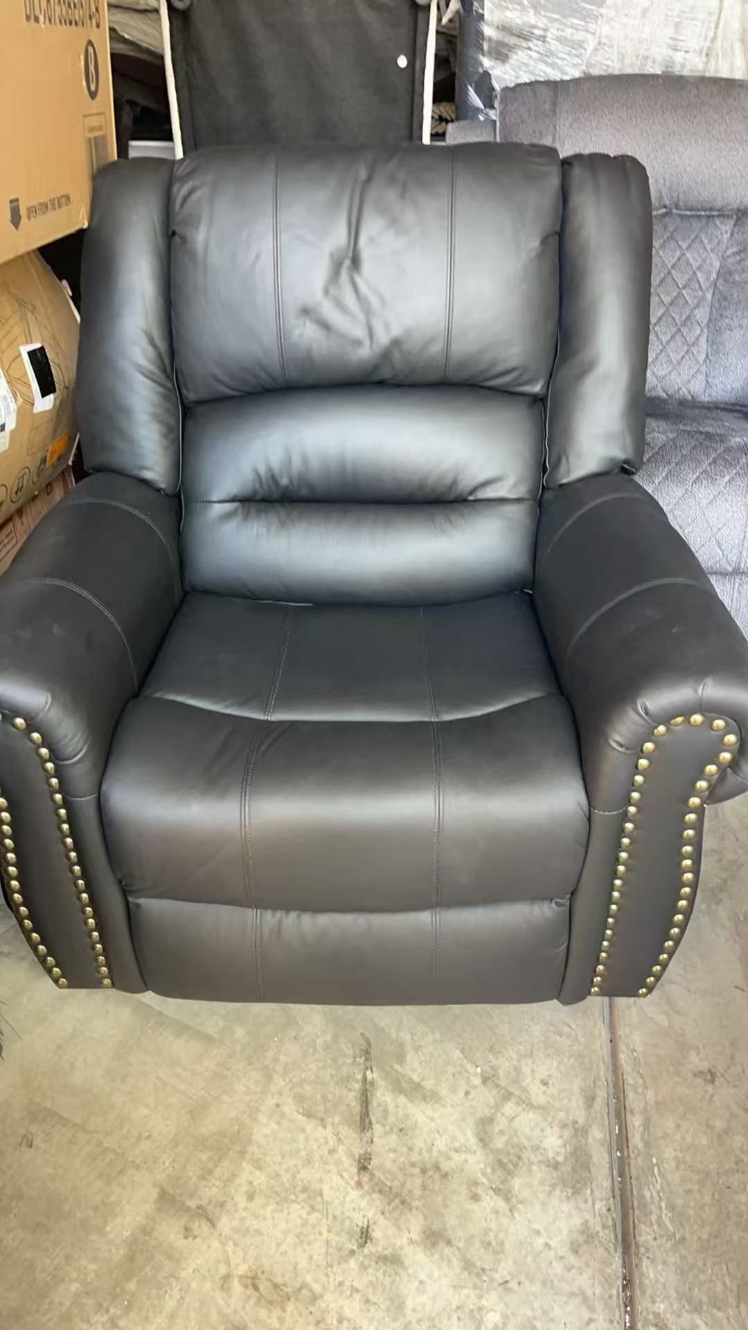 New Black Dual Motor Genuine Leather Power Lift Recliner, Lazy Sofa With Heat Massage
