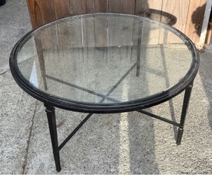 Modern Design Bronzed Cast Aluminum Gueridon/ Table Glass Top