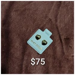 10KT Gold Earrings/Aretes De Corazón De 10KT Oro