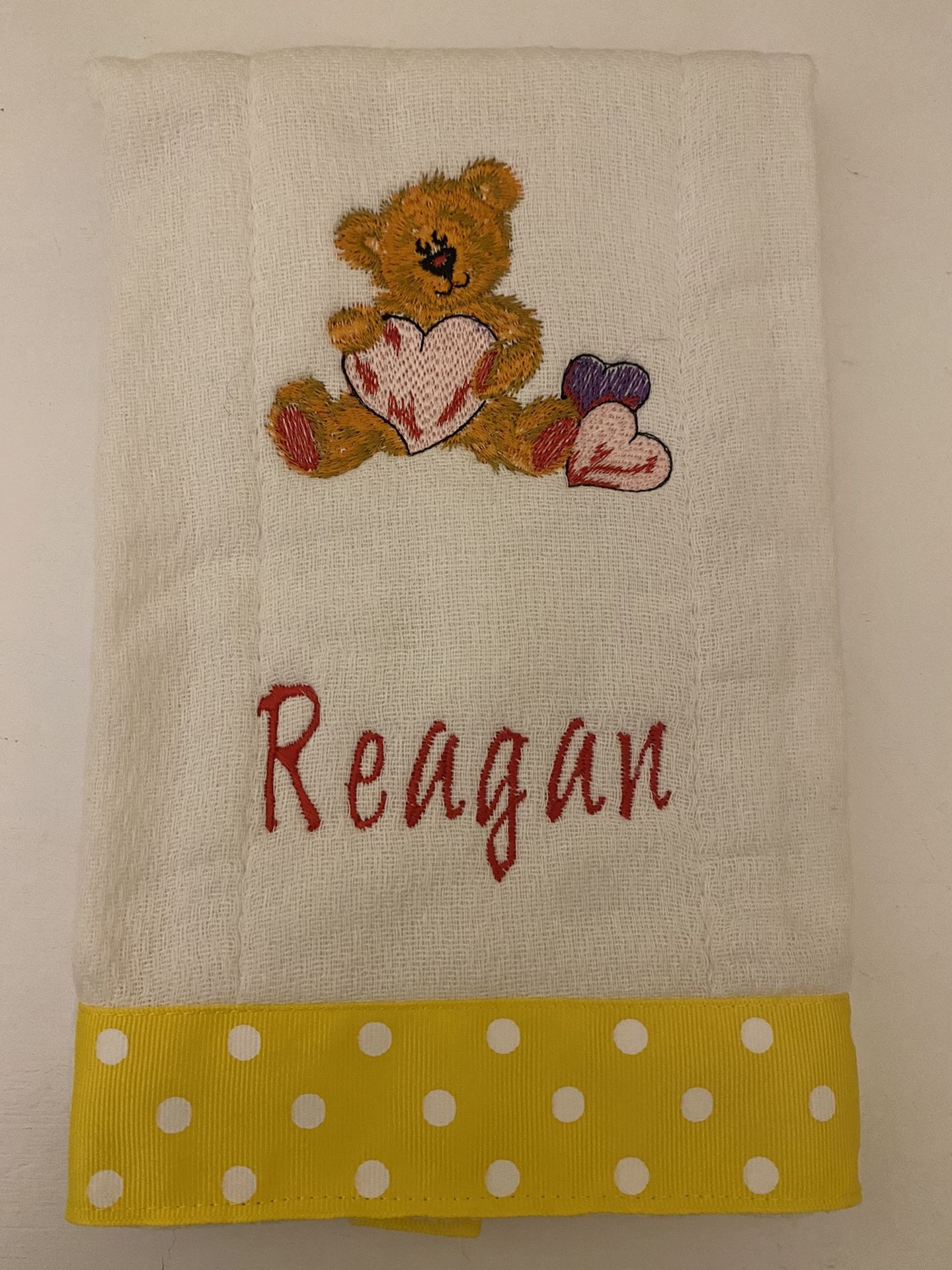 Reagan Personalized Burp cloth Embroidered Baby Accessory