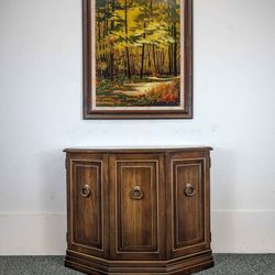 Mid Century Vintage Slim Walnut Entry Storage Table by Jasper Cabinet Co