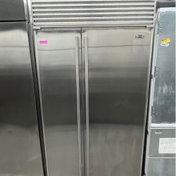 Built In Sub Zero Side By Side 42” Stainless Steel Refrigerator Used