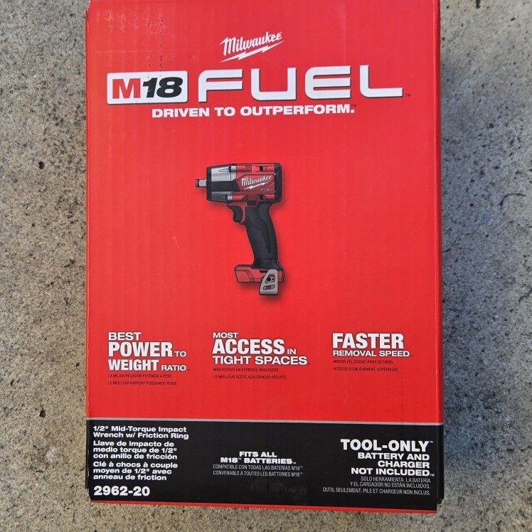 Milwaukee 18v Fuel 1/2 " Mid-torque Impact Wrench W/ Fricción Ring Brand New Tool Only