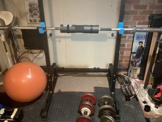 Multi unit bench and Olympic bar for benching squats shoulders