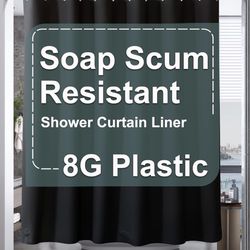 NEW in Sealed Packaging AmazerBath Plastic Shower Curtain Liner, 72 x Inches EVA 8G Heavy Duty Black Waterproof Weighted Thick Bathroom with 3 Clear W