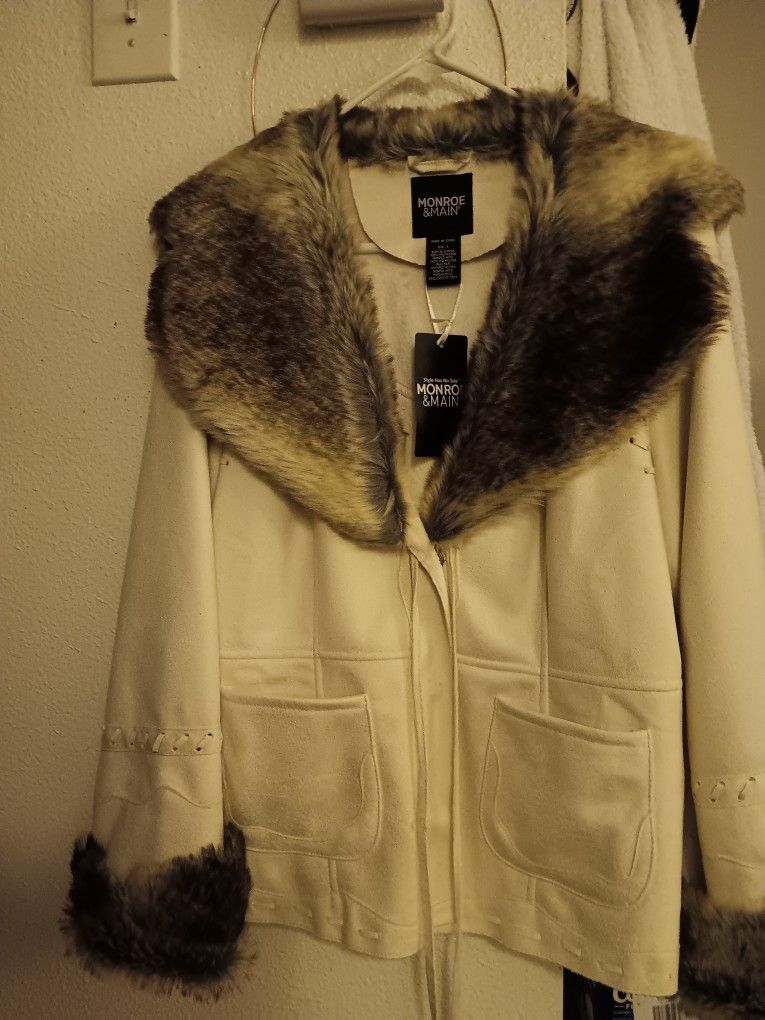  Stylish winter jacket. Faux Suede and Fur. Very Soft.