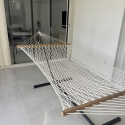 White Rope Hammock with Stand