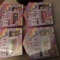 Shopkins lot of 4 dolls playsets rainbow beach with mystery blind bags