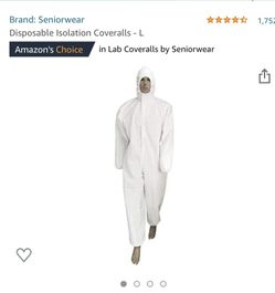 Brand New Disposable Isolation Coveralls Size L, 180 CM