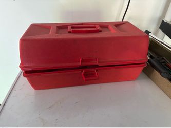Small plastic tools box and misc tools