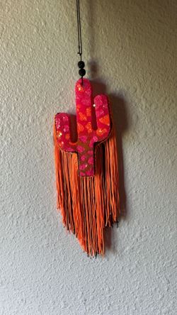Neon orange and pink cactus freshie
