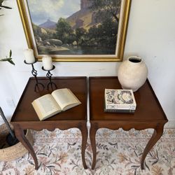 Scalloped Wood Side Tables