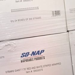 Giant 7.75" Red and White Striped Wrapped Straws (Item #: SN550270). 7200 Pcs Per Box