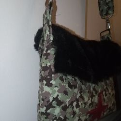 Russian Military Cargo Bag With Fur Flap That Has Hidden Pocket!