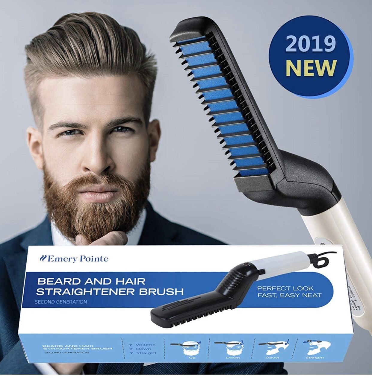Beard iron, improved electric beard straightener and hair straightener, multifunctional comb to straighten beard and hair, the best beard straightene