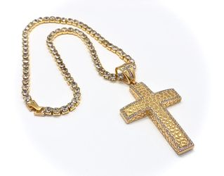 Tennis Chain With Stainless Steel 18K Gold Plated Cubic Zirconia Pendant Size Length: 18”,20 ,22,24,26,28”