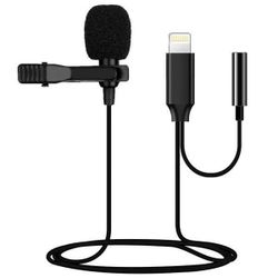 LIGHTNING Lavalier Microphone with Headphone playback interface & Easy Clip On