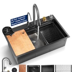 Brand New Stainless Steel Kitchen Sink, 29.5”L X 18”W x8.66”H Inches Gray
