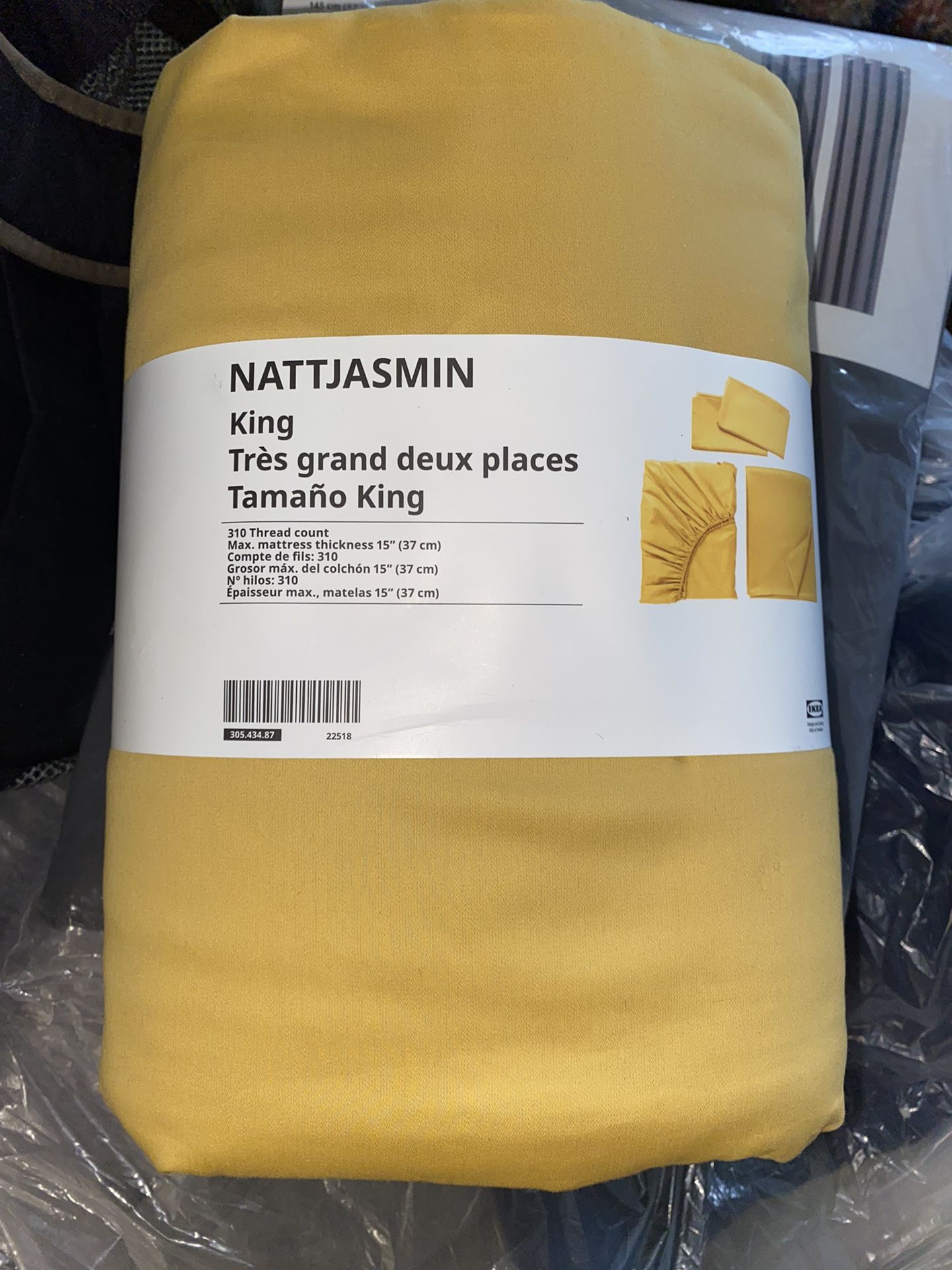 IKEA - NATTJASMIN King Size Bed Sheets Set 310 Thread count Max. mattress thickness 15" (37cm)
